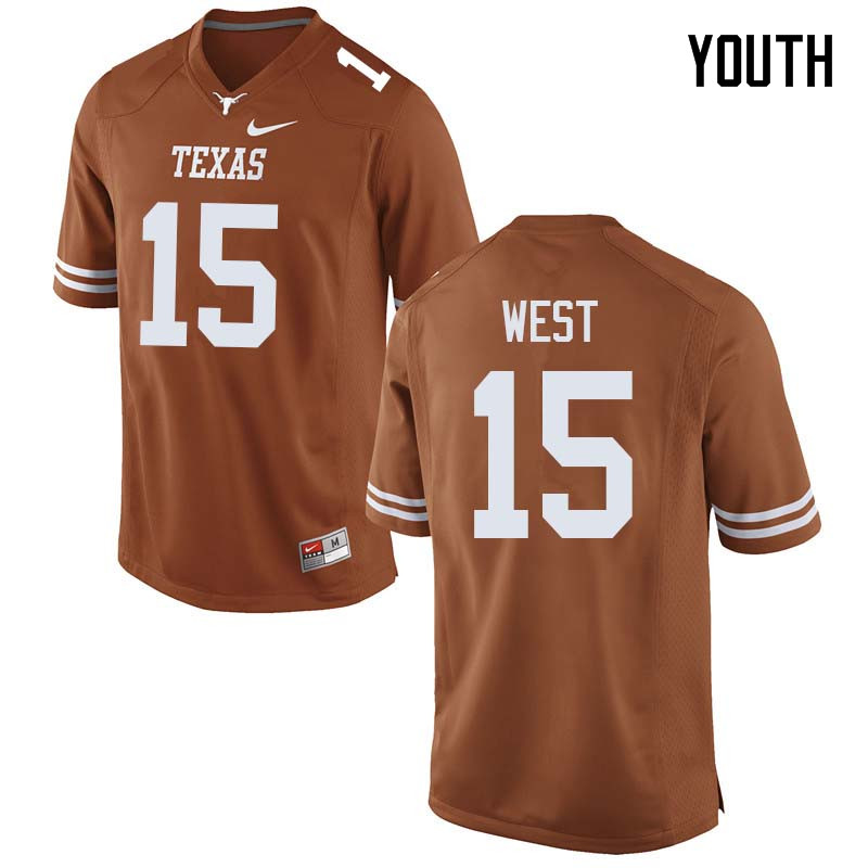 Youth #15 Travis West Texas Longhorns College Football Jerseys Sale-Orange